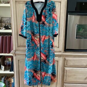 Bloggerlove lounge wear Robe zip front sz L comfy